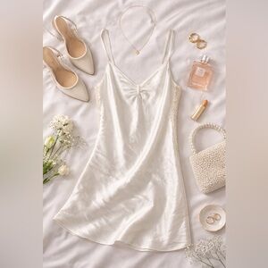 Morgan Taylor Satin Lace Slip | White Lingerie Dress | XL Bridal Honeymoon